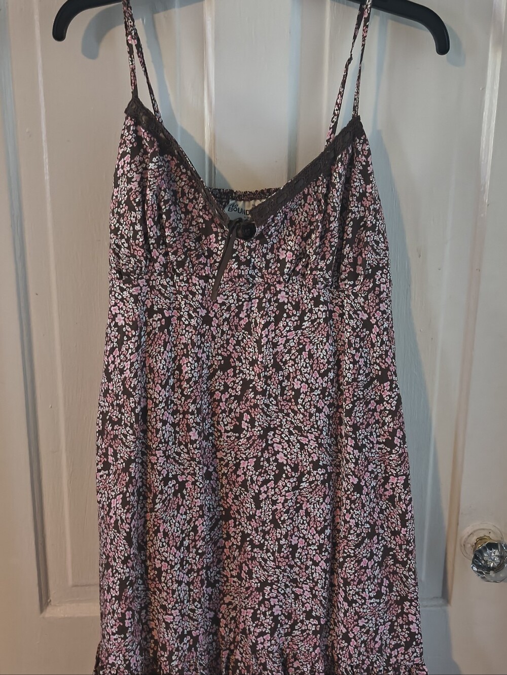 No Boundaries Black & Pink Floral Spaghetti Strap Cami